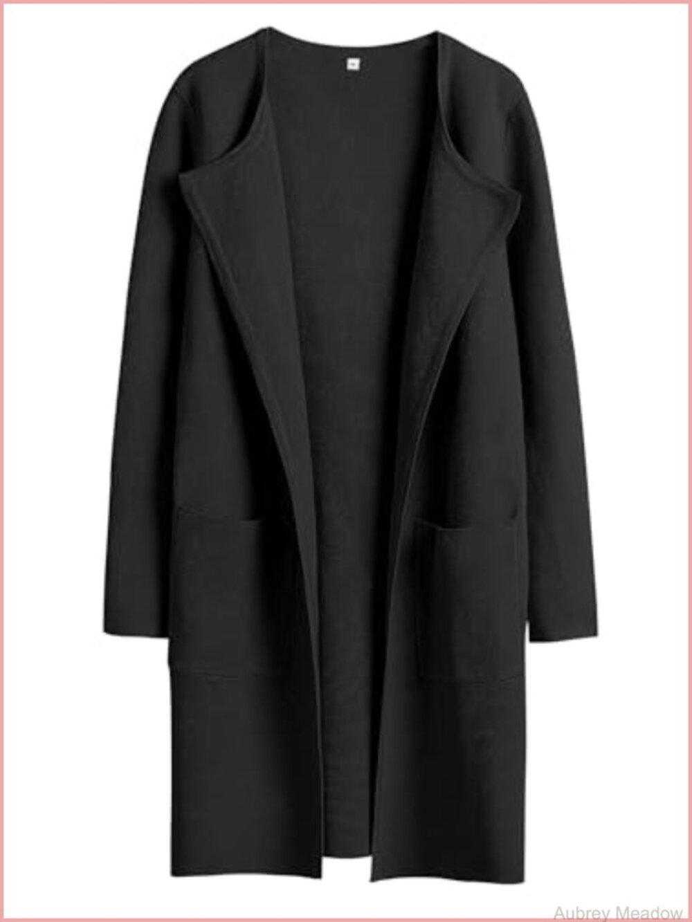 Open Front Cardigan Sweater Women Long Sleeve Suit Style Patch Pockets